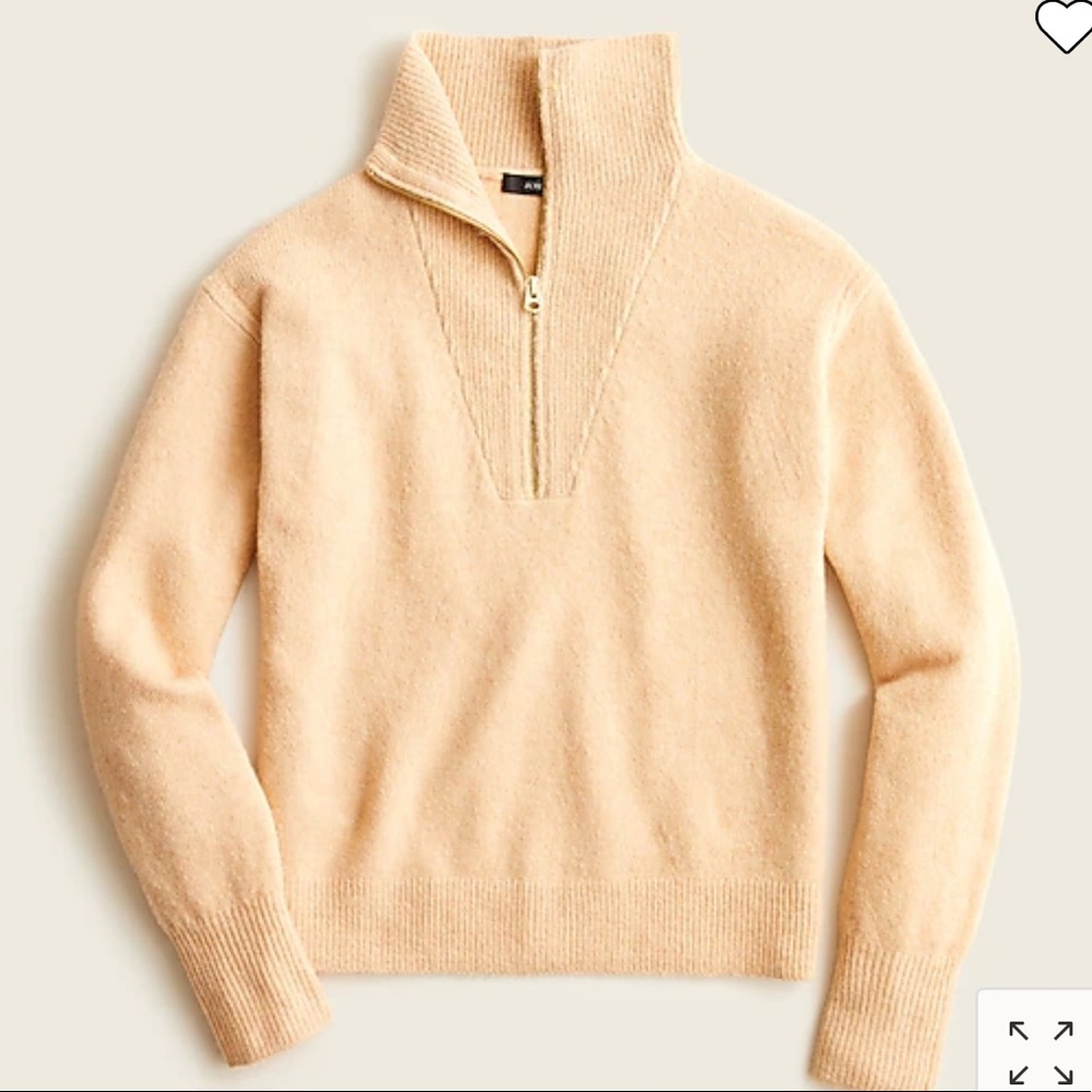 NWT J Crew half zip sweater in heather almond- size small